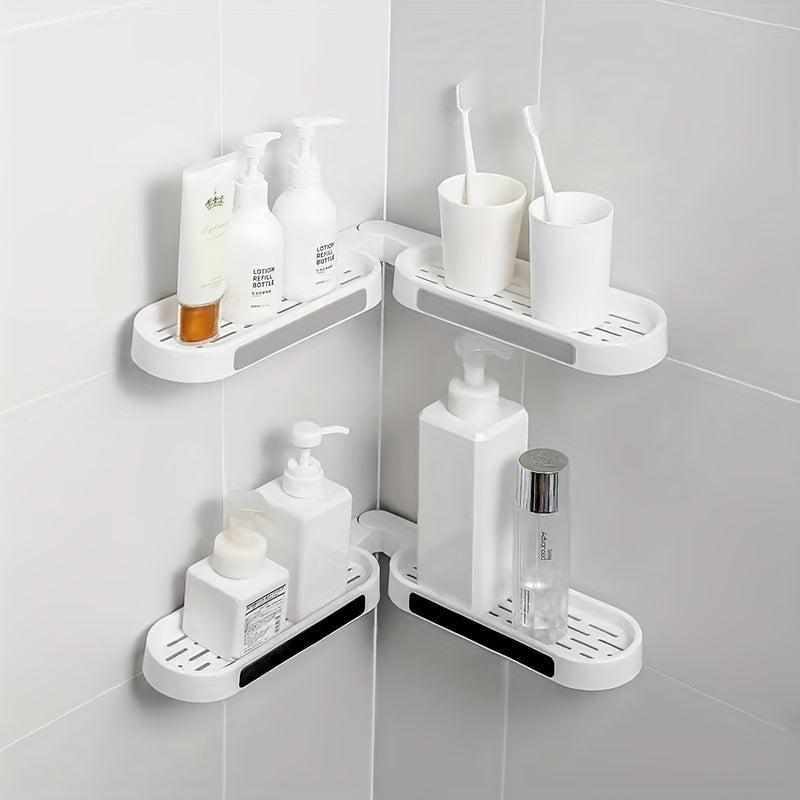 Wall Mounted Foldable Bathroom Storage Rack with Drain Tray