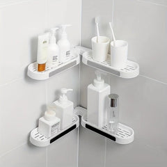 Wall Mounted Foldable Bathroom Storage Rack with Drain Tray