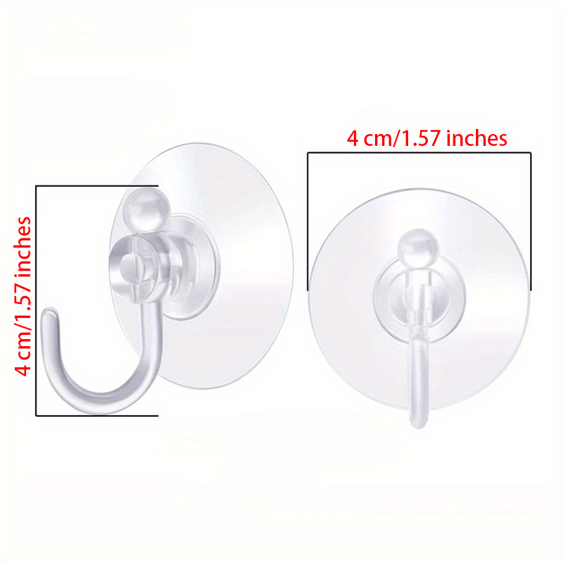 Upgrade Suction Cup Hooks 1.57'' Clear PVC Small Cups for Bathroom Shower