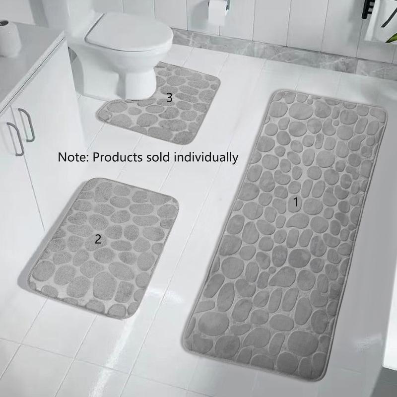 Cobblestone Embossed Bath Rug Non Slip Bathroom Mat