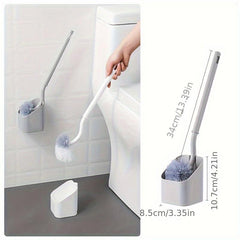 Toilet Brush Holder Set Soft Bristle Long Handle 360 Cleaning Wall Mountable
