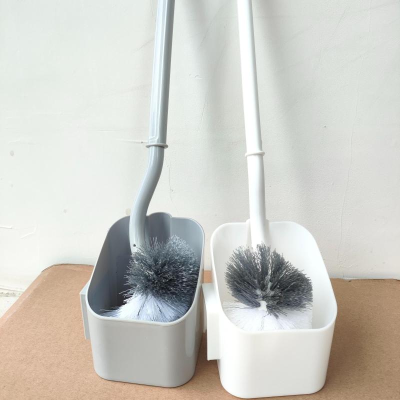 Toilet Brush Holder Set Soft Bristle Long Handle 360 Cleaning Wall Mountable