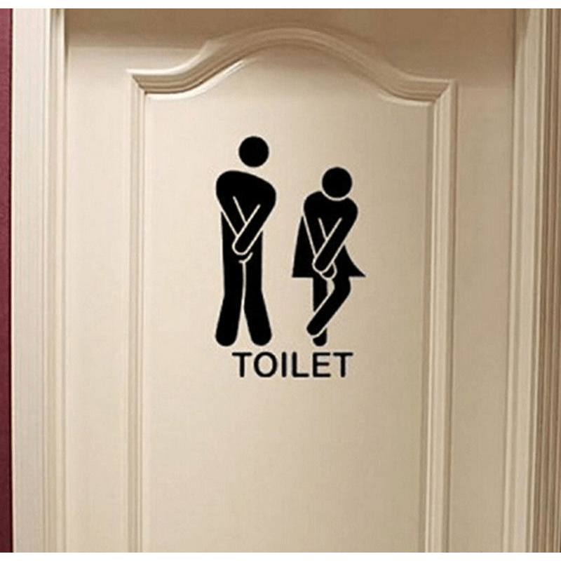 Toilet Sign Door Sticker Funny Decal Bathroom Decor