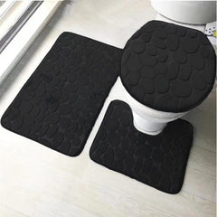 3pcs Non Slip Flannel Bathroom Mats Set Toilet U Shape Mat