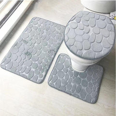 3pcs Non Slip Flannel Bathroom Mats Set Toilet U Shape Mat