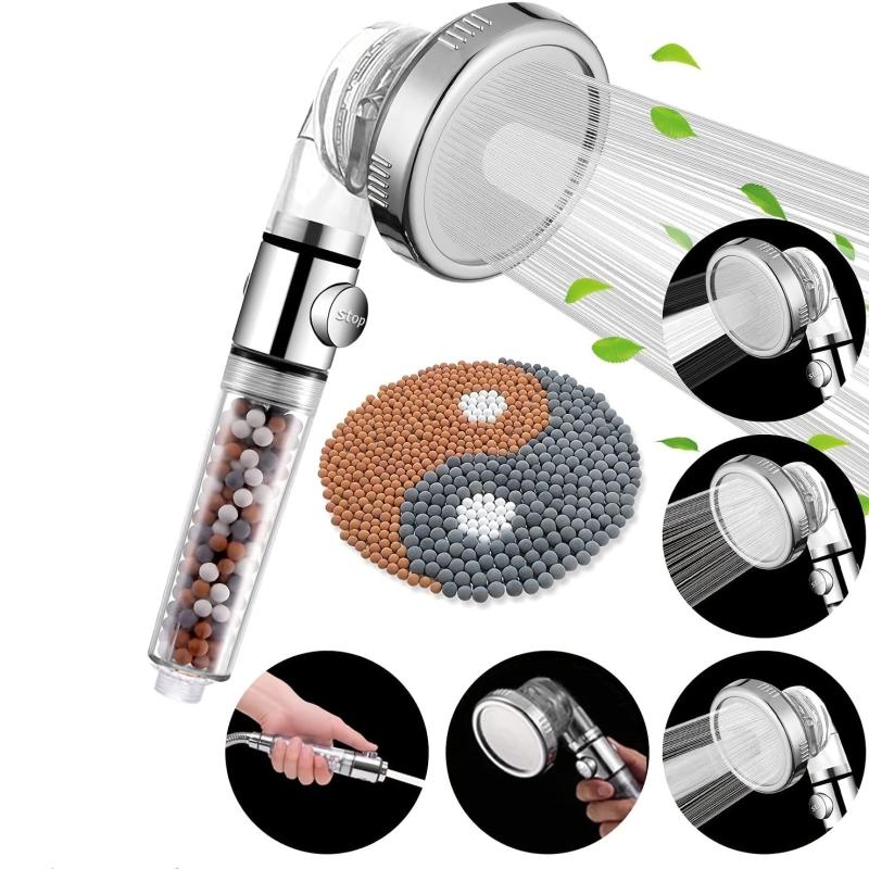 Filtered Shower Head 4 Settings High Pressure Water Saving