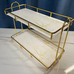 Golden Double Layer Iron Storage Rack Bathroom Organizing Shelf
