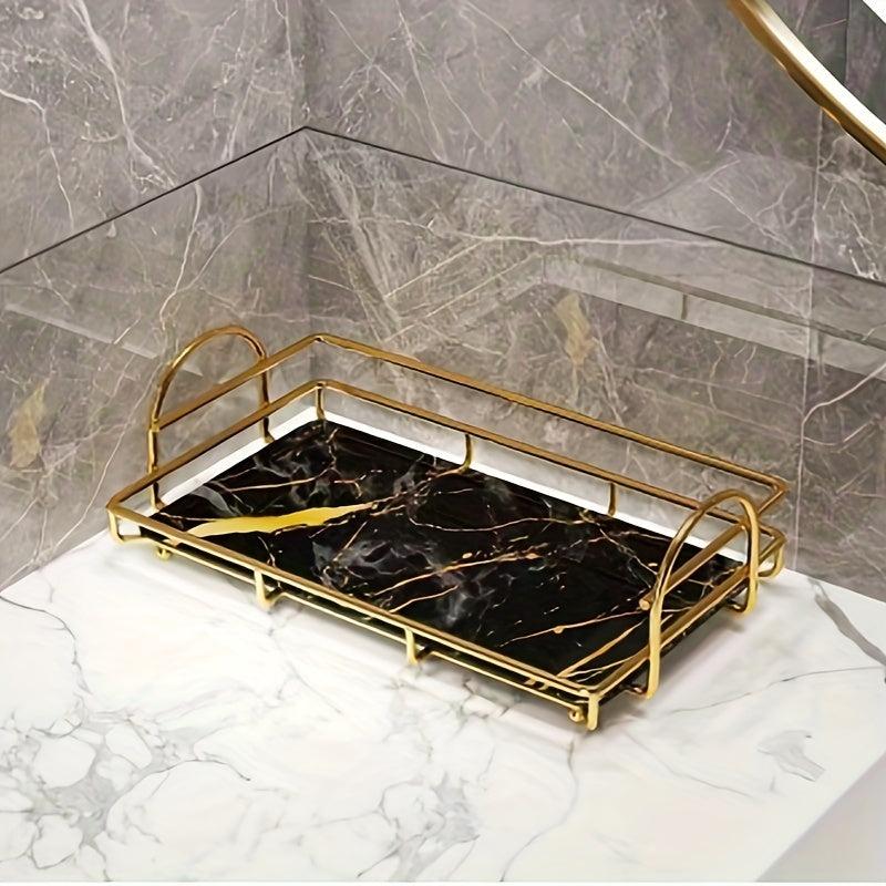 Golden Double Layer Iron Storage Rack Bathroom Organizing Shelf