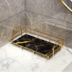 Golden Double Layer Iron Storage Rack Bathroom Organizing Shelf