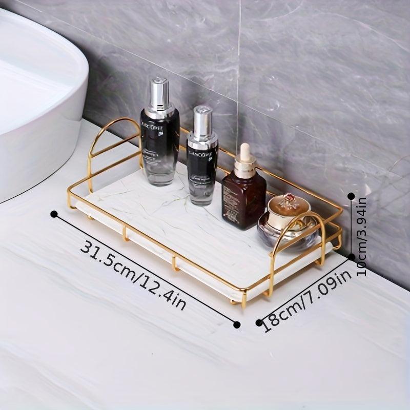 Golden Double Layer Iron Storage Rack Bathroom Organizing Shelf
