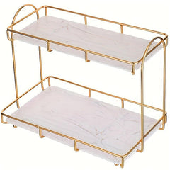 Golden Double Layer Iron Storage Rack Bathroom Organizing Shelf