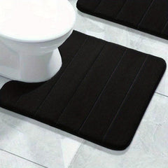 Thick Memory Foam Bath Mat Set Non-slip Washable Rug Flannel Toilet Mat Soft