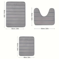 Thick Memory Foam Bath Mat Set Non-slip Washable Rug Flannel Toilet Mat Soft