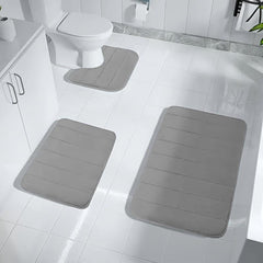 Thick Memory Foam Bath Mat Set Non-slip Washable Rug Flannel Toilet Mat Soft