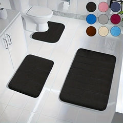 Thick Memory Foam Bath Mat Set Non-slip Washable Rug Flannel Toilet Mat Soft