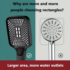 High Pressure Square Handheld Shower Head with Mode Switch