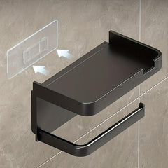 Toilet Roll Holder with Shelf Bathroom Mobile Phone Storage Rack Wall Mounted
