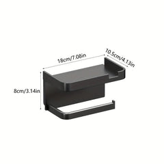 Toilet Roll Holder with Shelf Bathroom Mobile Phone Storage Rack Wall Mounted