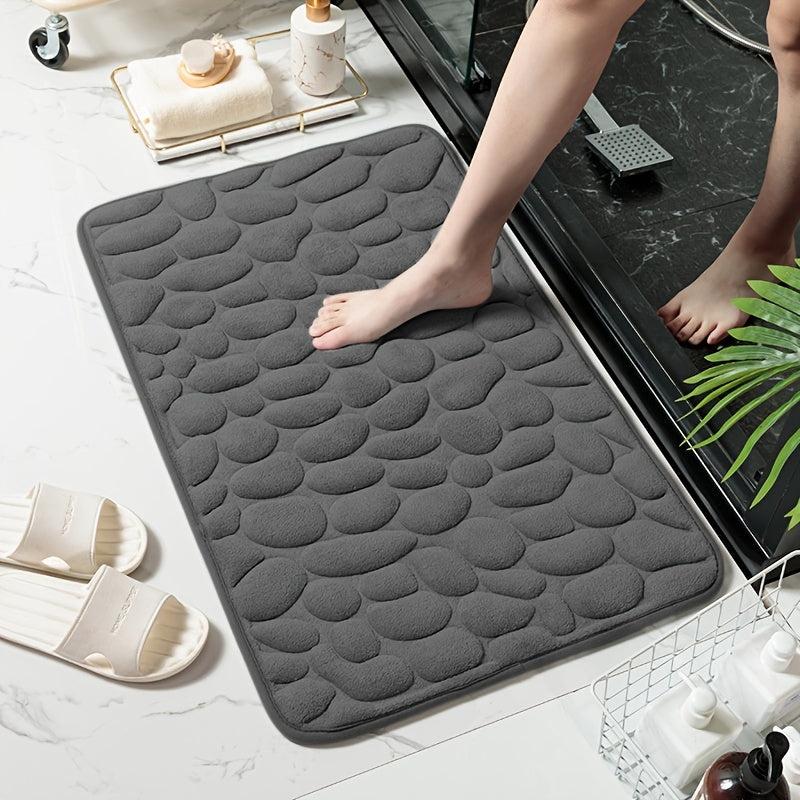 Stone Textured Memory Foam Bathroom Mat - Water Absorbent