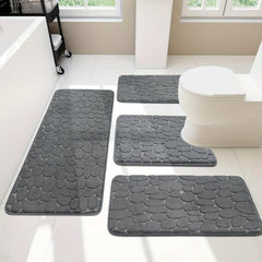 Stone Textured Memory Foam Bathroom Mat - Water Absorbent