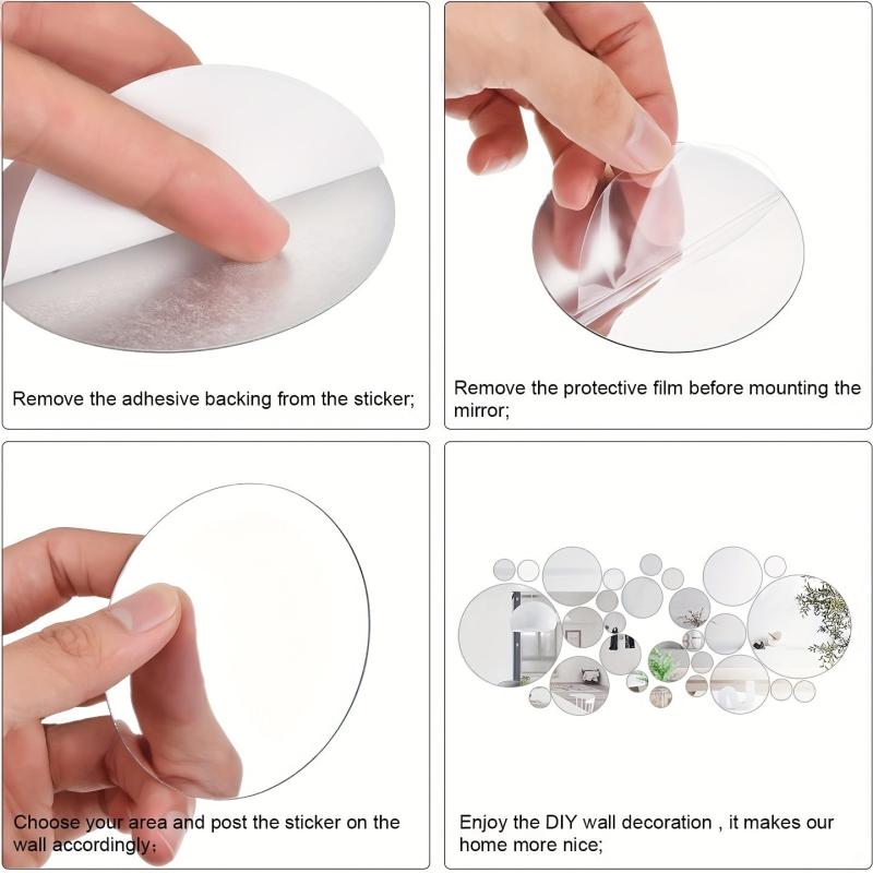 32 Pcs Acrylic Mirror Wall Stickers 360 Round Circle for Home Decor
