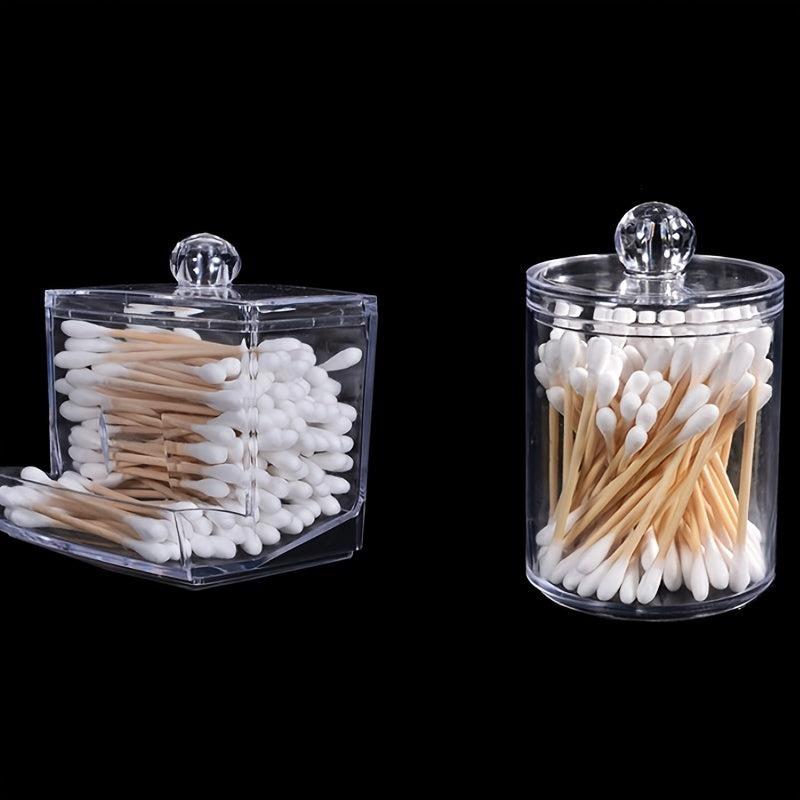 Acrylic Storage Jar Transparent Cotton Swab Cosmetic Jewelry Box Round