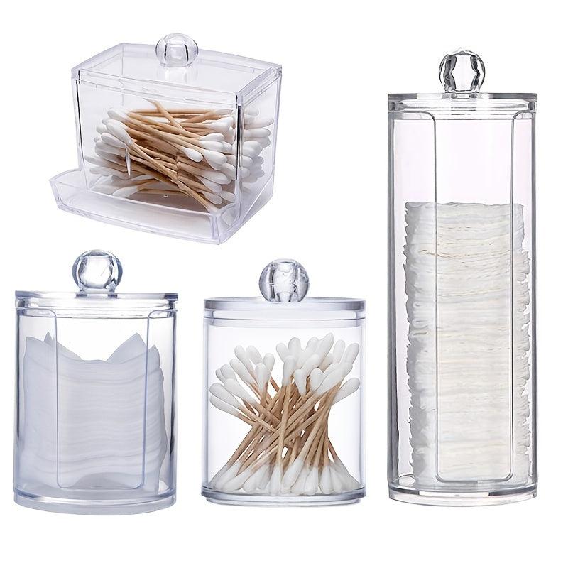 Acrylic Storage Jar Transparent Cotton Swab Cosmetic Jewelry Box Round
