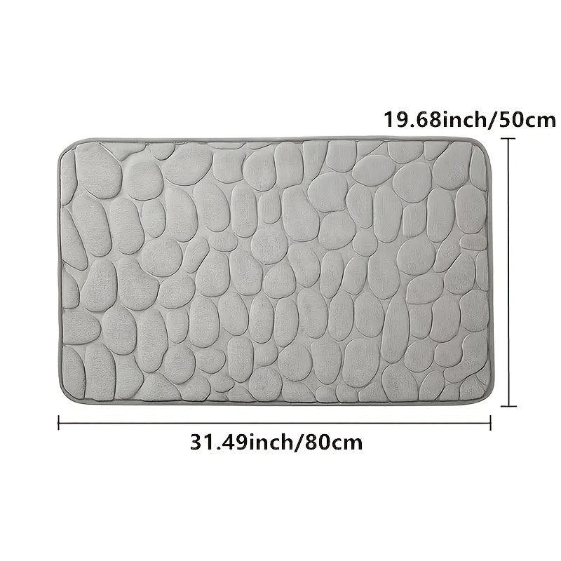 Cobblestone Embossed Bathroom Bath Mat Memory Foam Pad Washable Bath Rugs
