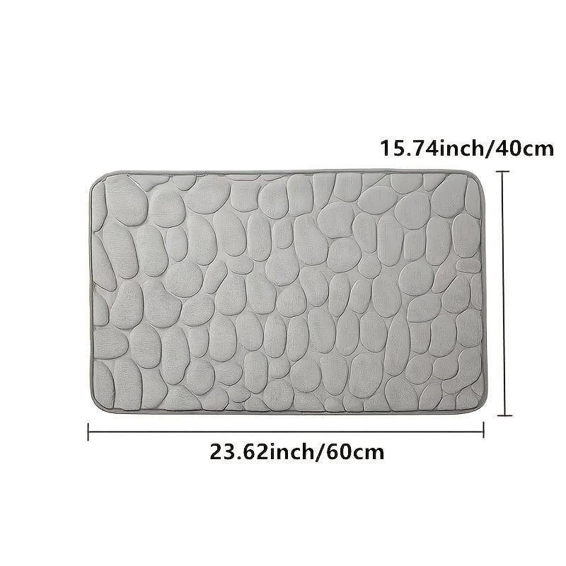 Cobblestone Embossed Bathroom Bath Mat Memory Foam Pad Washable Bath Rugs