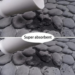 Cobblestone Embossed Bathroom Bath Mat Memory Foam Pad Washable Bath Rugs