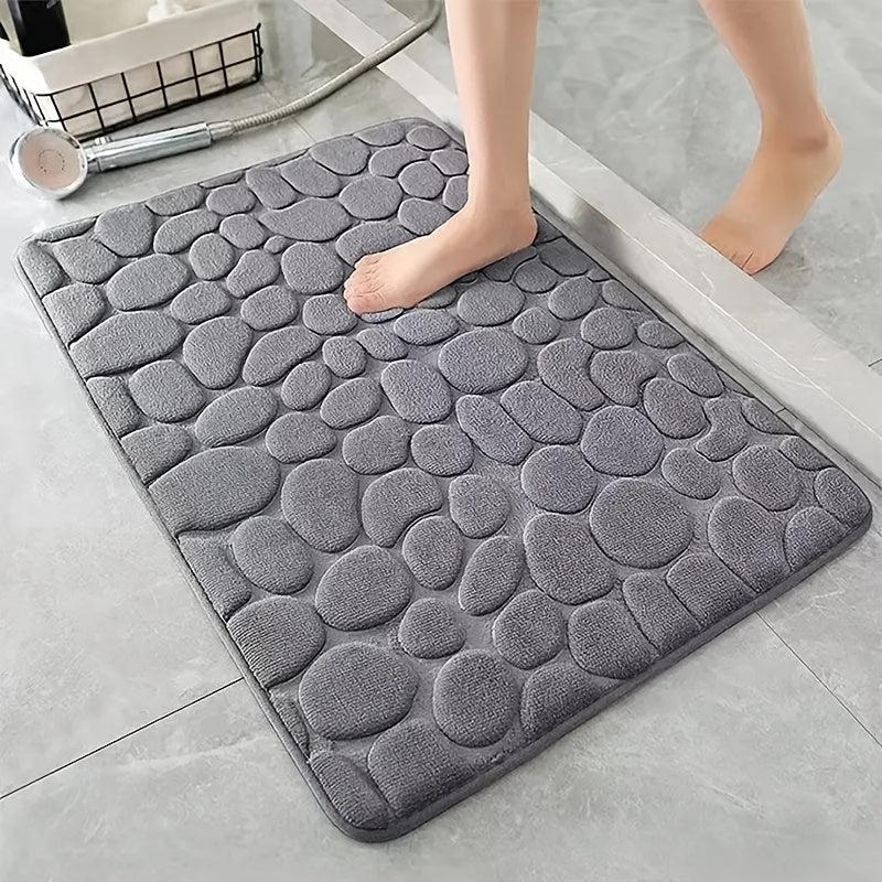 Cobblestone Embossed Bathroom Bath Mat Memory Foam Pad Washable Bath Rugs