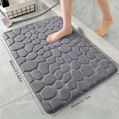Cobblestone Embossed Bathroom Bath Mat Memory Foam Pad Washable Bath Rugs