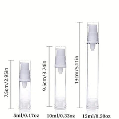 3 Airless Pump Bottles - 5ml, 10ml, 15ml - Travel Friendly Lotion Dispensers