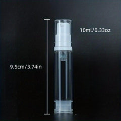 3 Airless Pump Bottles - 5ml, 10ml, 15ml - Travel Friendly Lotion Dispensers