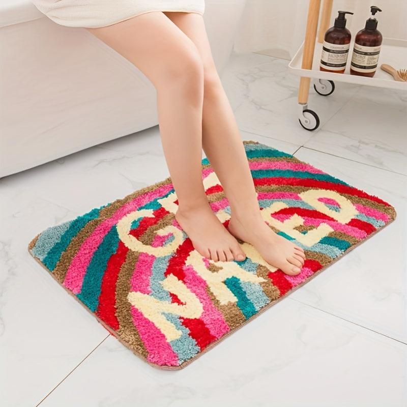 Rainbow Pattern Floor Mat Soft Non slip Bath Rug Machine Washable Bath Mat
