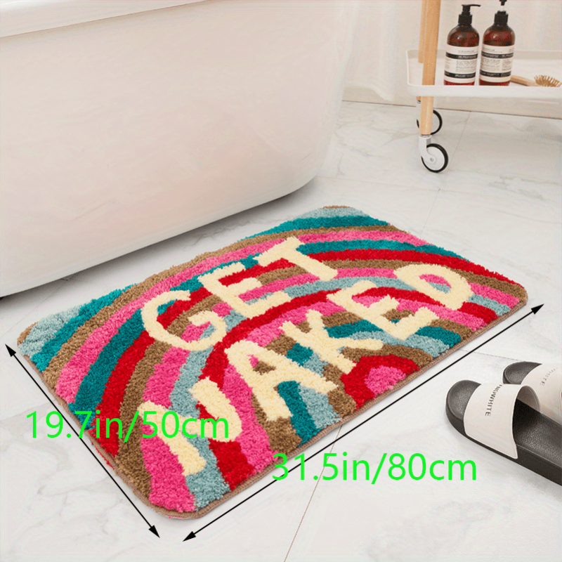 Rainbow Pattern Floor Mat Soft Non slip Bath Rug Machine Washable Bath Mat