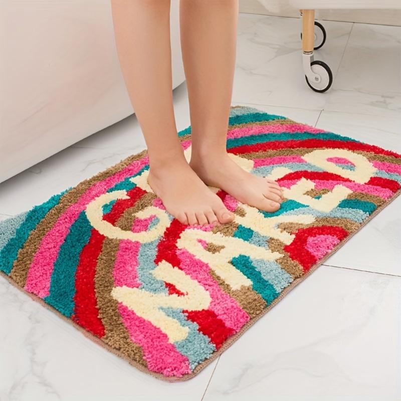 Rainbow Pattern Floor Mat Soft Non slip Bath Rug Machine Washable Bath Mat