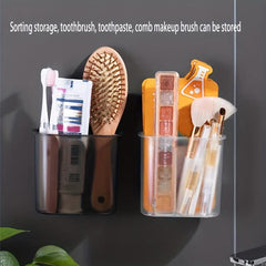 2pcs Wall Mounted Toothbrush Holder Self Adhesive Toothbrush Shaver And Toothpas