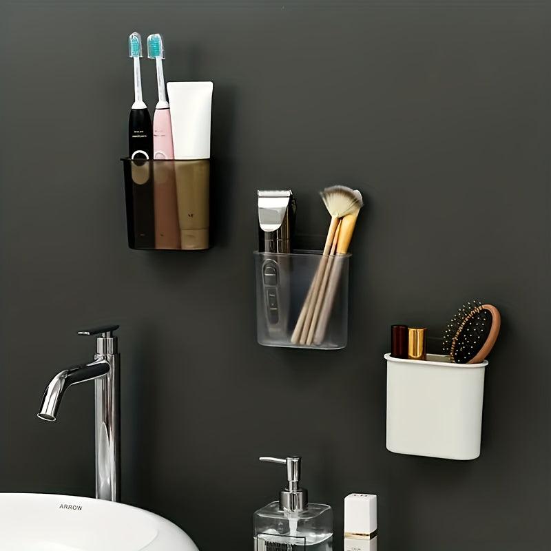 2pcs Wall Mounted Toothbrush Holder Self Adhesive Toothbrush Shaver And Toothpas