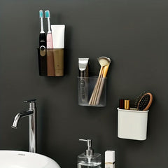 2pcs Wall Mounted Toothbrush Holder Self Adhesive Toothbrush Shaver And Toothpas