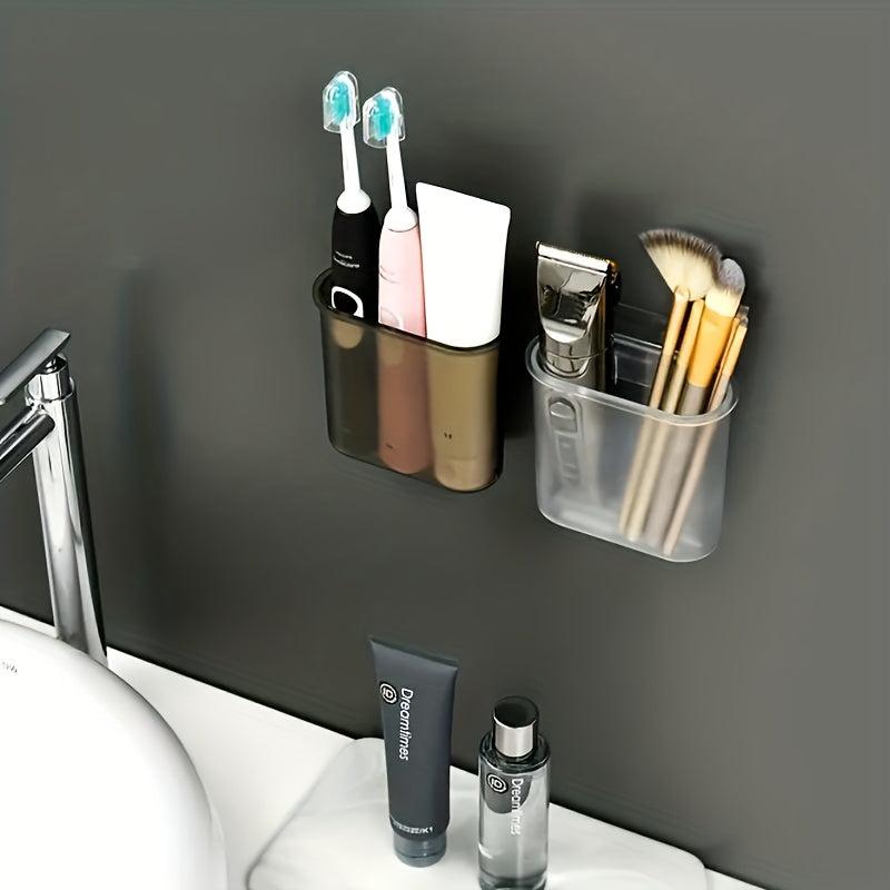 2pcs Wall Mounted Toothbrush Holder Self Adhesive Toothbrush Shaver And Toothpas