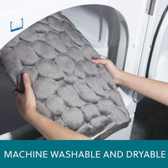 Cobblestone Embossed Bathroom Mat Memory Foam Non Slip Carpets