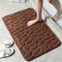 Cobblestone Embossed Bathroom Mat Memory Foam Non Slip Carpets