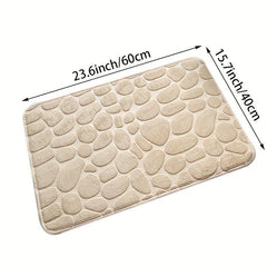Cobblestone Embossed Bathroom Mat Memory Foam Non Slip Carpets