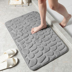 Cobblestone Embossed Bathroom Mat Memory Foam Non Slip Carpets
