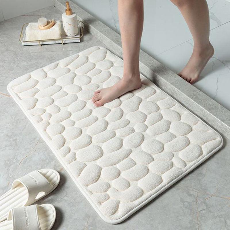 Cobblestone Embossed Bathroom Mat Memory Foam Non Slip Carpets