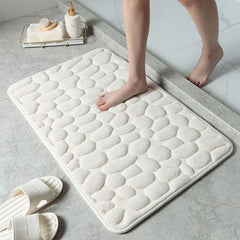 Cobblestone Embossed Bathroom Mat Memory Foam Non Slip Carpets