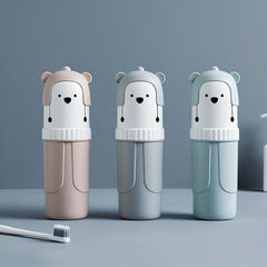Cartoon Bear Toothbrush Holder Travel Mouthwash Cup Bathroom Essential