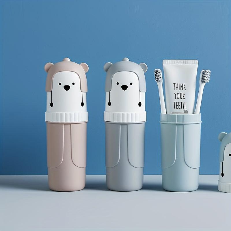 Cartoon Bear Toothbrush Holder Travel Mouthwash Cup Bathroom Essential