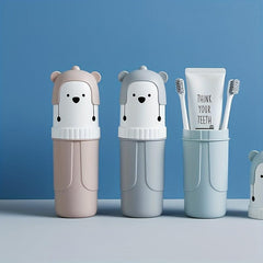 Cartoon Bear Toothbrush Holder Travel Mouthwash Cup Bathroom Essential